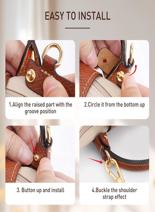 OAikor Upgraded 4 Buckles Purse Strap Replacement Compatible with Longchamp S/M Bag, Anti-Slip Leather Bag Straps Conversion Kit, Handbags Crossbody Shoulder Strap 34-48'' Adjustable for Women(Brown) - Image 4